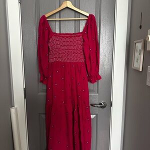 Viral pink Smocked maxi Dress